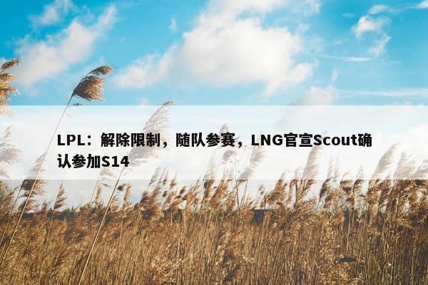 LPL：解除限制，随队参赛，LNG官宣Scout确认参加S14