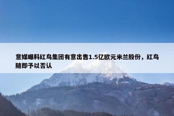 意媒曝料红鸟集团有意出售1.5亿欧元米兰股份，红鸟随即予以否认