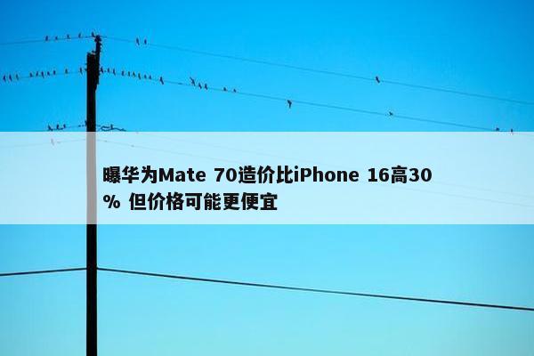 曝华为Mate 70造价比iPhone 16高30% 但价格可能更便宜