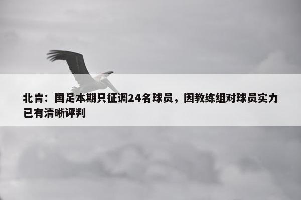 北青：国足本期只征调24名球员，因教练组对球员实力已有清晰评判