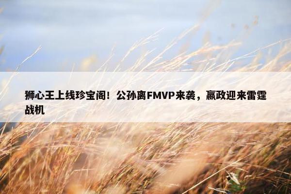 狮心王上线珍宝阁！公孙离FMVP来袭，嬴政迎来雷霆战机