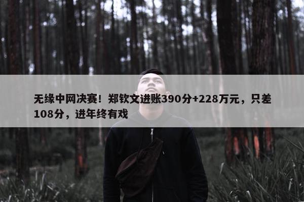 无缘中网决赛！郑钦文进账390分+228万元，只差108分，进年终有戏