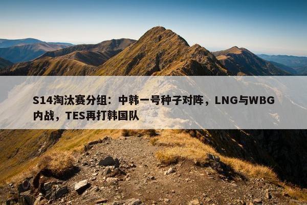 S14淘汰赛分组：中韩一号种子对阵，LNG与WBG内战，TES再打韩国队