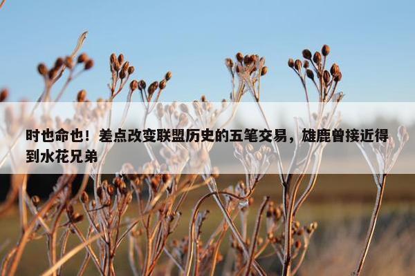 时也命也！差点改变联盟历史的五笔交易，雄鹿曾接近得到水花兄弟