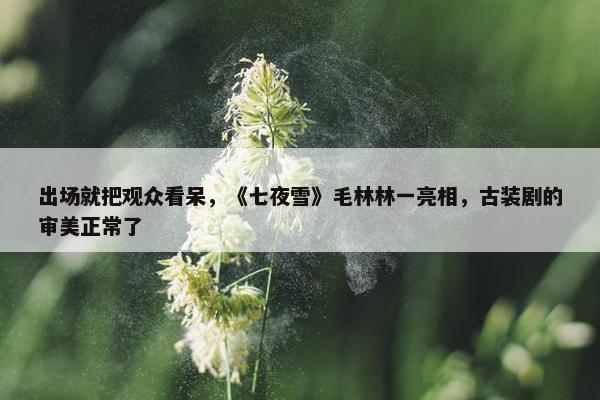 出场就把观众看呆，《七夜雪》毛林林一亮相，古装剧的审美正常了