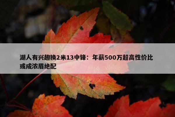 湖人有兴趣换2米13中锋：年薪500万超高性价比 或成浓眉绝配