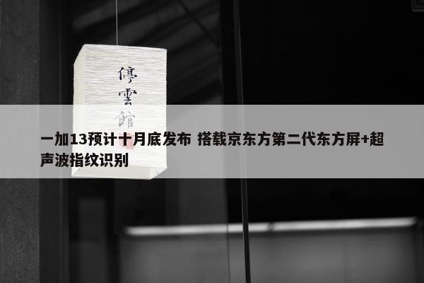 一加13预计十月底发布 搭载京东方第二代东方屏+超声波指纹识别