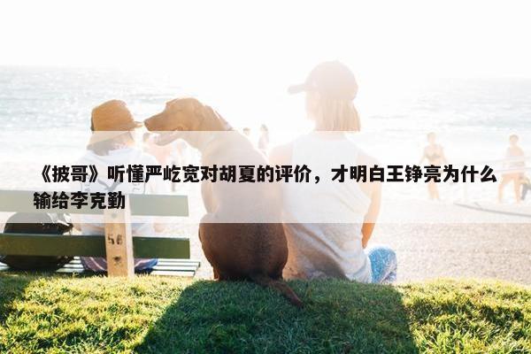 《披哥》听懂严屹宽对胡夏的评价，才明白王铮亮为什么输给李克勤