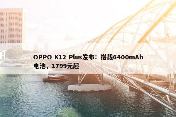 OPPO K12 Plus发布：搭载6400mAh电池，1799元起