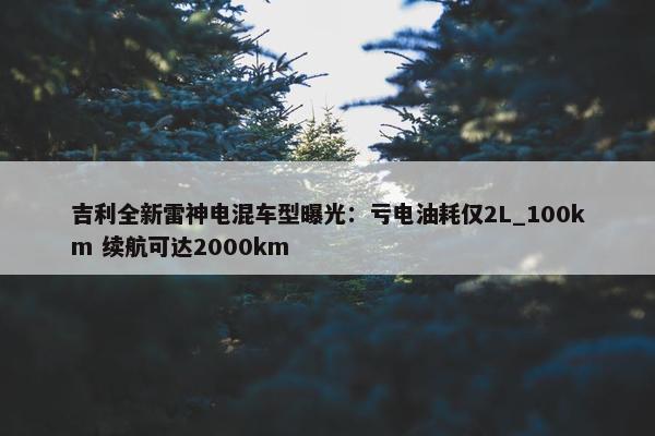 吉利全新雷神电混车型曝光：亏电油耗仅2L_100km 续航可达2000km