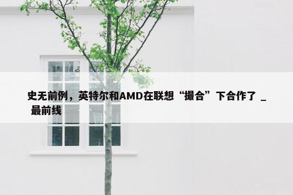 史无前例，英特尔和AMD在联想“撮合”下合作了 _ 最前线