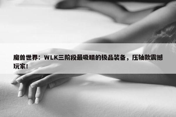 魔兽世界：WLK三阶段最吸睛的极品装备，压轴款震撼玩家！