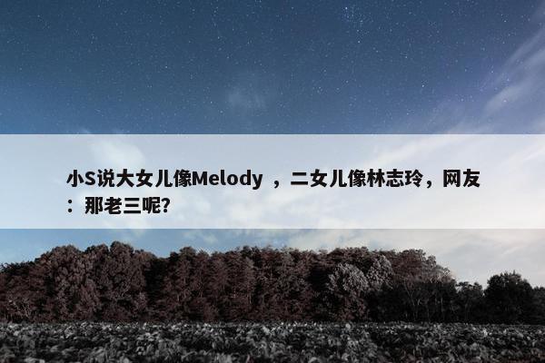 小S说大女儿像Melody ，二女儿像林志玲，网友：那老三呢？