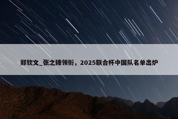 郑钦文_张之臻领衔，2025联合杯中国队名单出炉