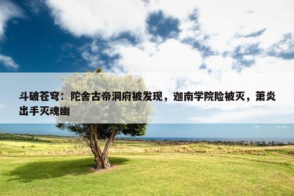 斗破苍穹：陀舍古帝洞府被发现，迦南学院险被灭，萧炎出手灭魂幽