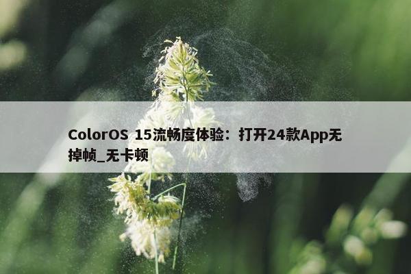 ColorOS 15流畅度体验：打开24款App无掉帧_无卡顿