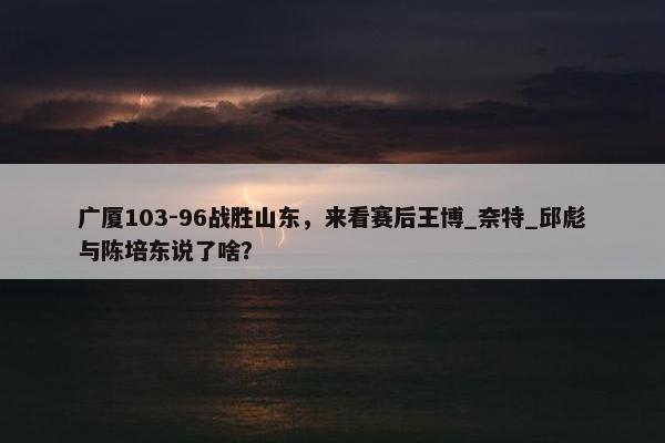 广厦103-96战胜山东，来看赛后王博_奈特_邱彪与陈培东说了啥？