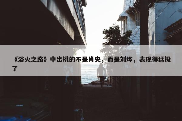 《浴火之路》中出挑的不是肖央，而是刘烨，表现得猛极了