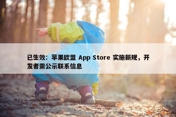 已生效：苹果欧盟 App Store 实施新规，开发者需公示联系信息