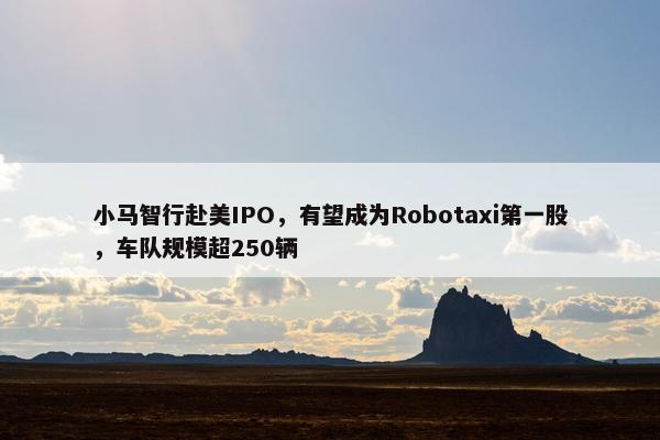 小马智行赴美IPO，有望成为Robotaxi第一股，车队规模超250辆