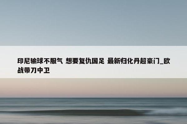 印尼输球不服气 想要复仇国足 最新归化丹超豪门_欧战带刀中卫