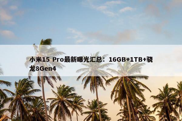 小米15 Pro最新曝光汇总：16GB+1TB+骁龙8Gen4