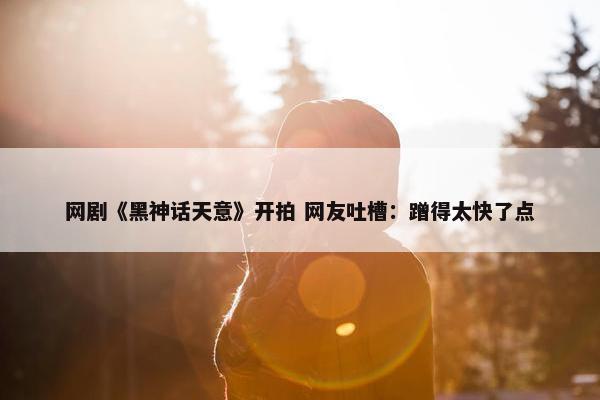 网剧《黑神话天意》开拍 网友吐槽：蹭得太快了点