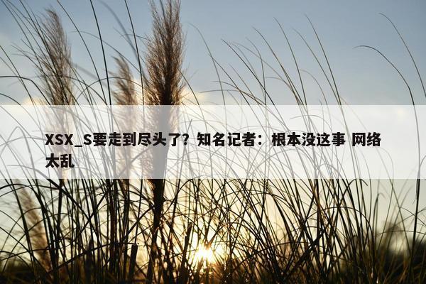 XSX_S要走到尽头了？知名记者：根本没这事 网络太乱