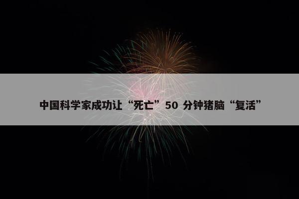 中国科学家成功让“死亡”50 分钟猪脑“复活”