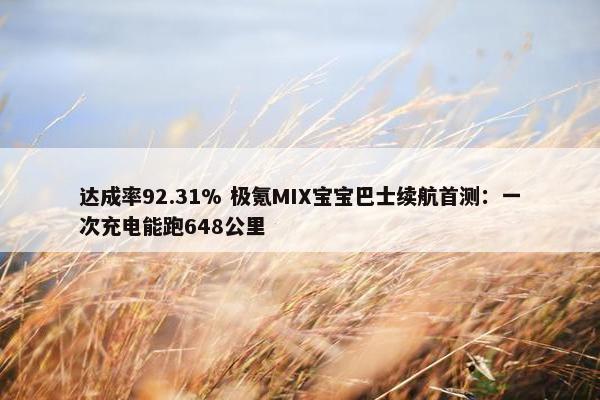 达成率92.31% 极氪MIX宝宝巴士续航首测：一次充电能跑648公里