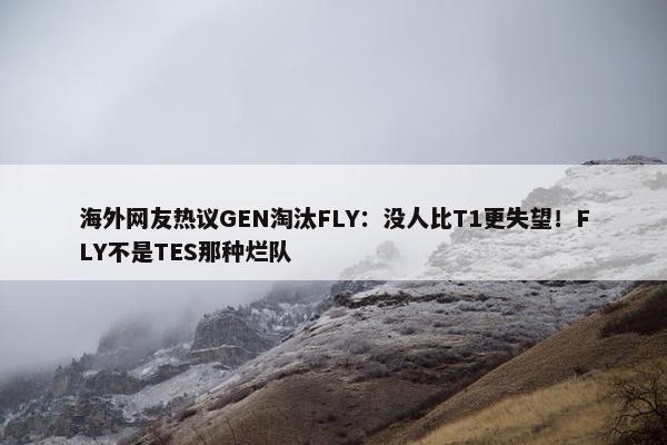 海外网友热议GEN淘汰FLY：没人比T1更失望！FLY不是TES那种烂队