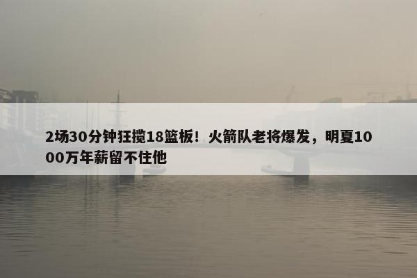 2场30分钟狂揽18篮板！火箭队老将爆发，明夏1000万年薪留不住他